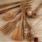 Beech Wood Kitchen Utensil Set of 7, Heat Resistant