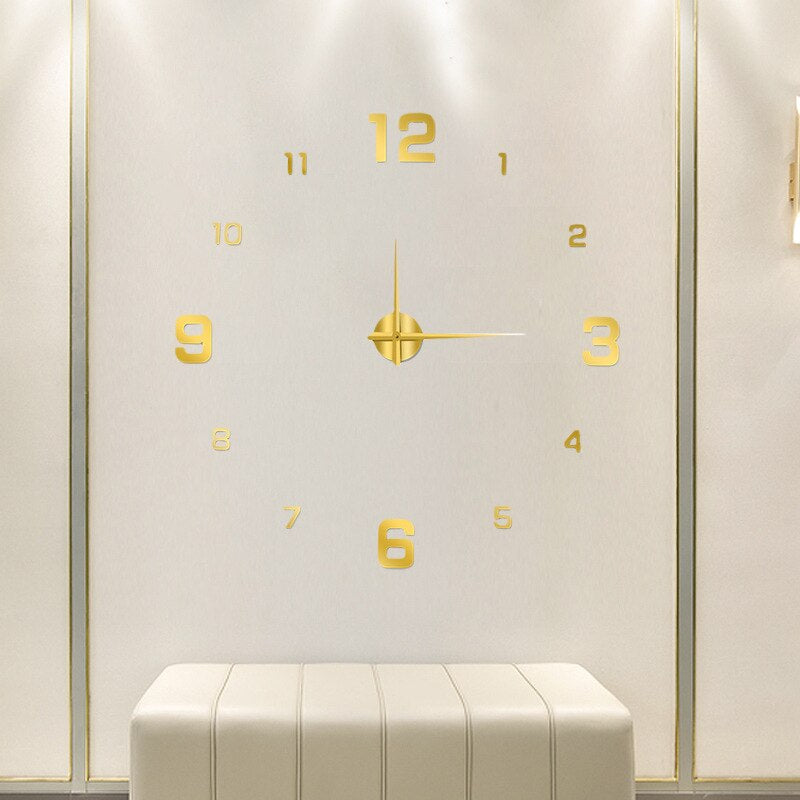 Modern 3D Number Wall Clock, Minimalist Design 60 to 130cm