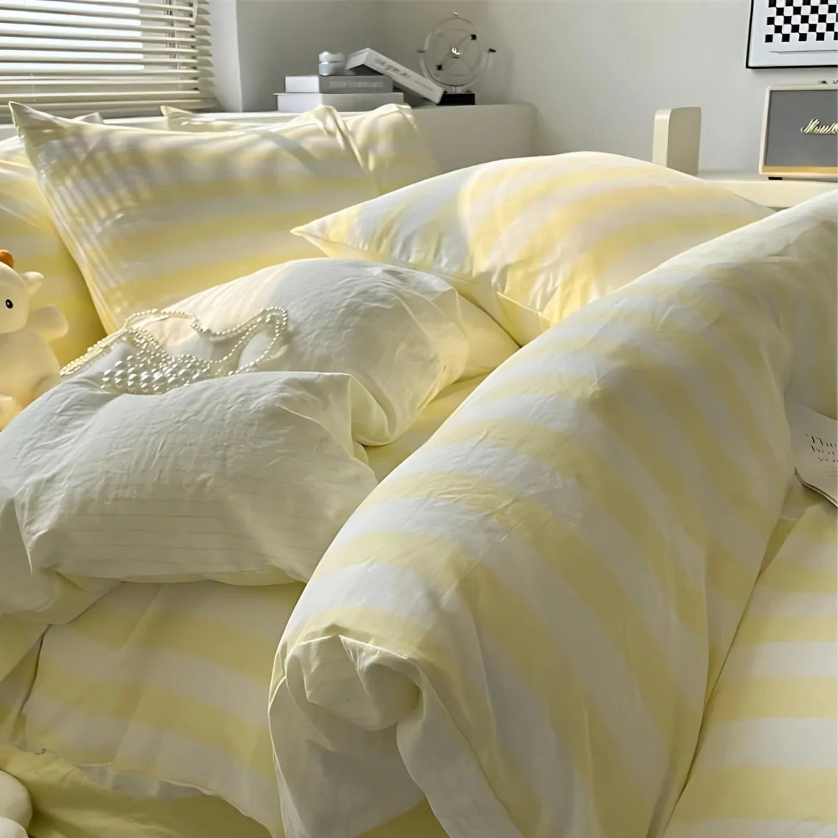 Striped Duvet Cover Set with Fitted Sheet, Four Bed Sizes