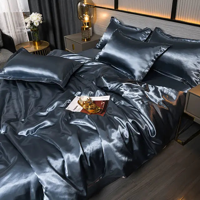 Satin Duvet Cover Set with 2 Pillowcases, 4 Sizes
