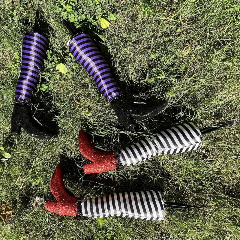 Halloween Witch Legs Garden Decoration with Striped Socks