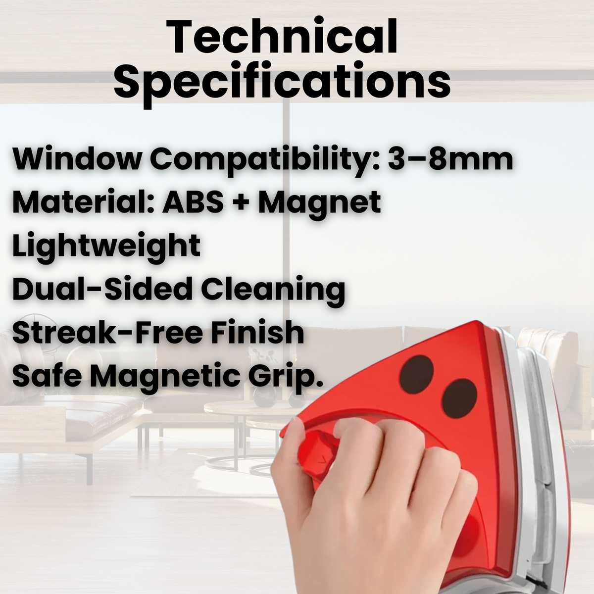 Magnetic Double-Sided Window Cleaner for Glass up to 8 mm