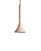 Travertine Pendant Light with Walnut Wood Detail