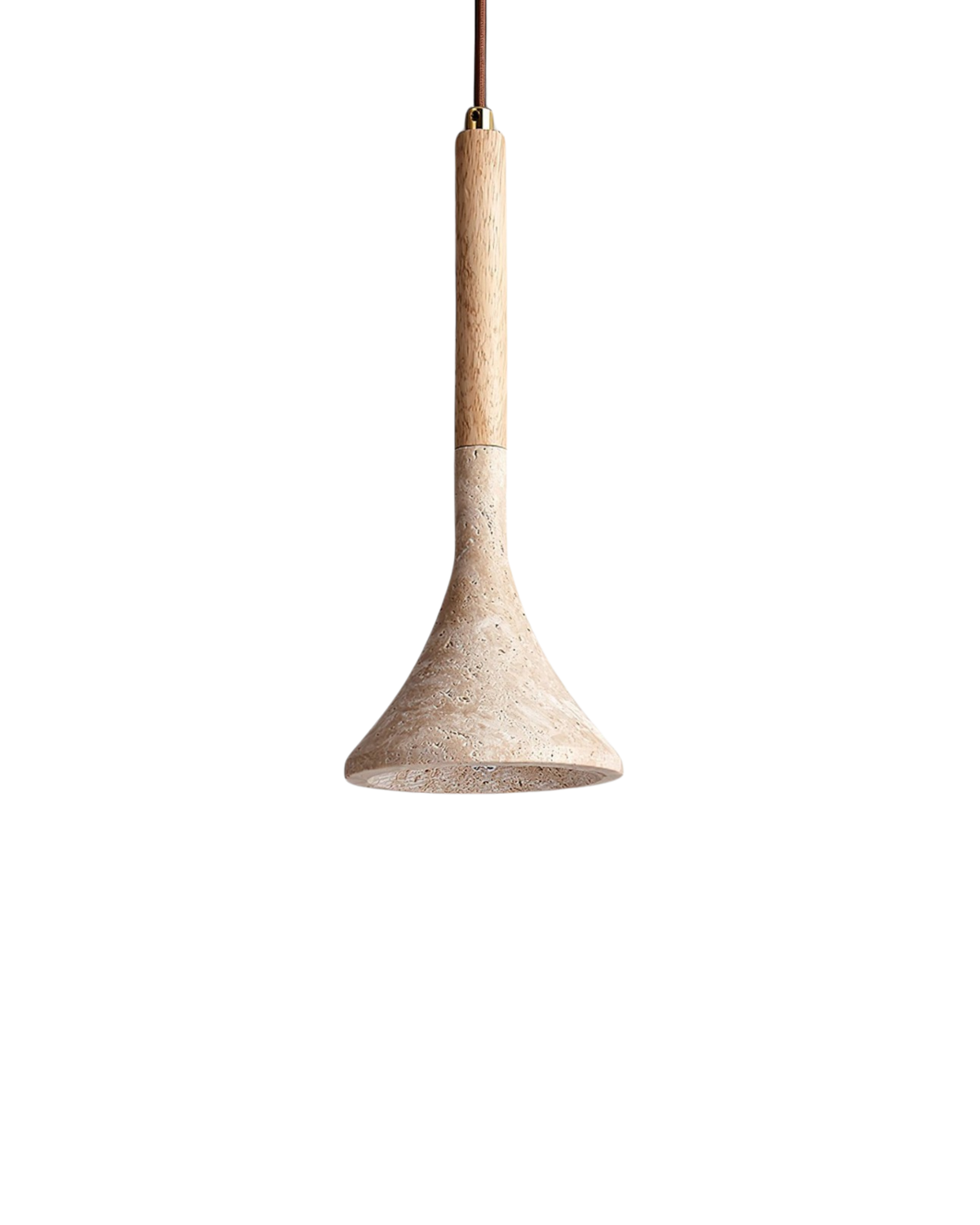 Travertine Pendant Light with Walnut Wood Detail