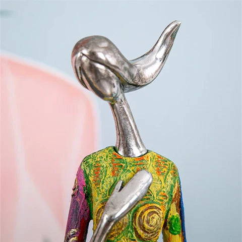 Abstract Female Figure Sculpture in Resin, Hand-Finished