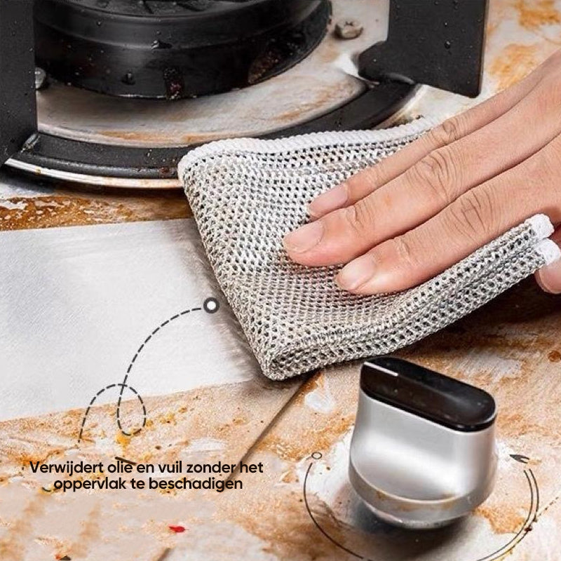 Metal Mesh Dish Cloth, Reusable Scourer for Pans and Hobs