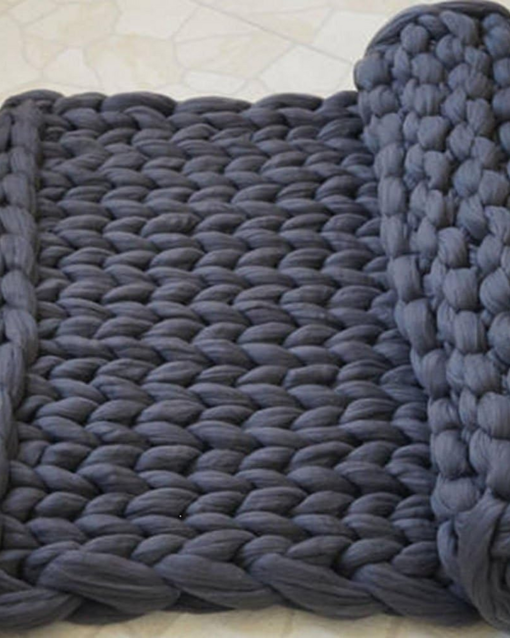 Hand-Knitted Chunky Chenille Throw Blanket