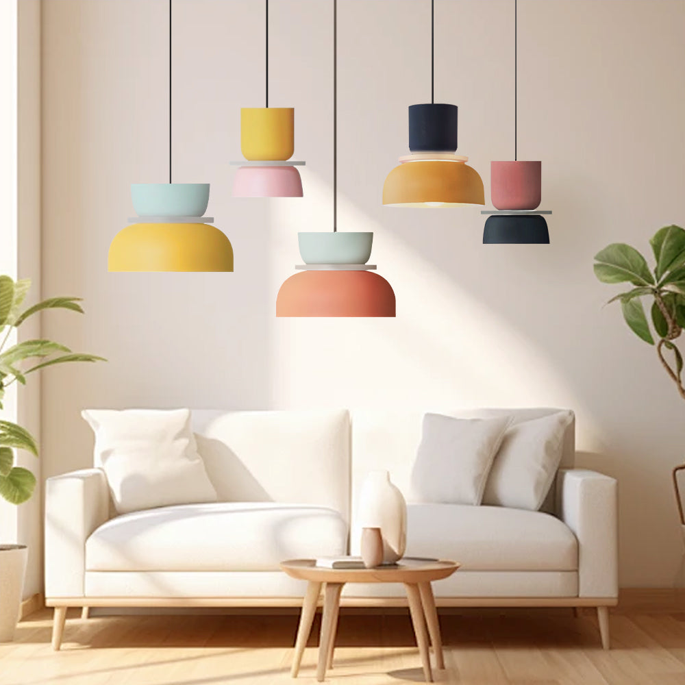 Nordic Layered Acrylic Pendant Light with Two-Tone Colour Shades