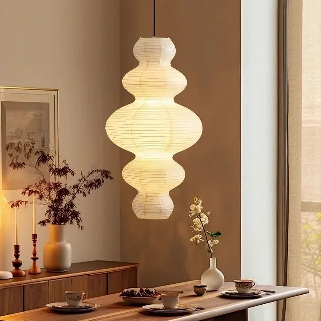 Layered Rice Paper Pendant Light, 45 cm, Japandi Style