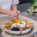Acacia Wood Cheese Board Set with 4 Knives and 4 Bowls