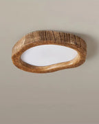 Round Wood-Effect LED Ceiling Light, Low Profile, 3 Sizes