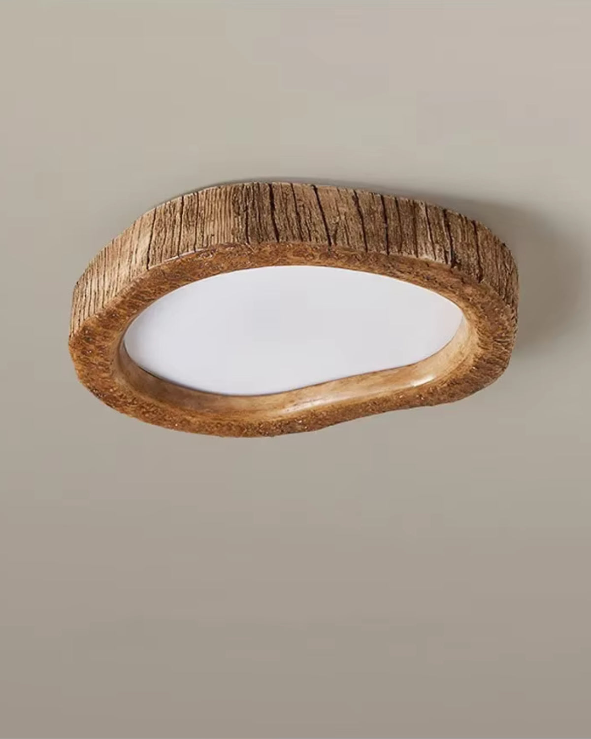 Round Wood-Effect LED Ceiling Light, Low Profile, 3 Sizes
