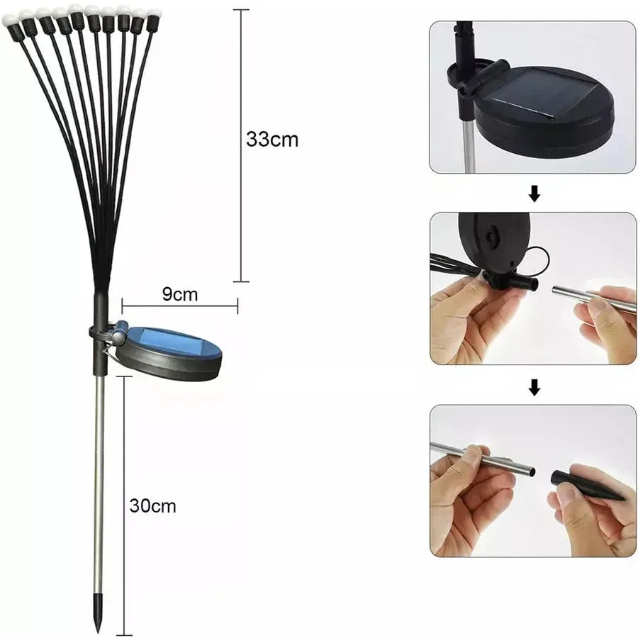 Solar Firefly Garden Light with Warm White LEDs, 33cm