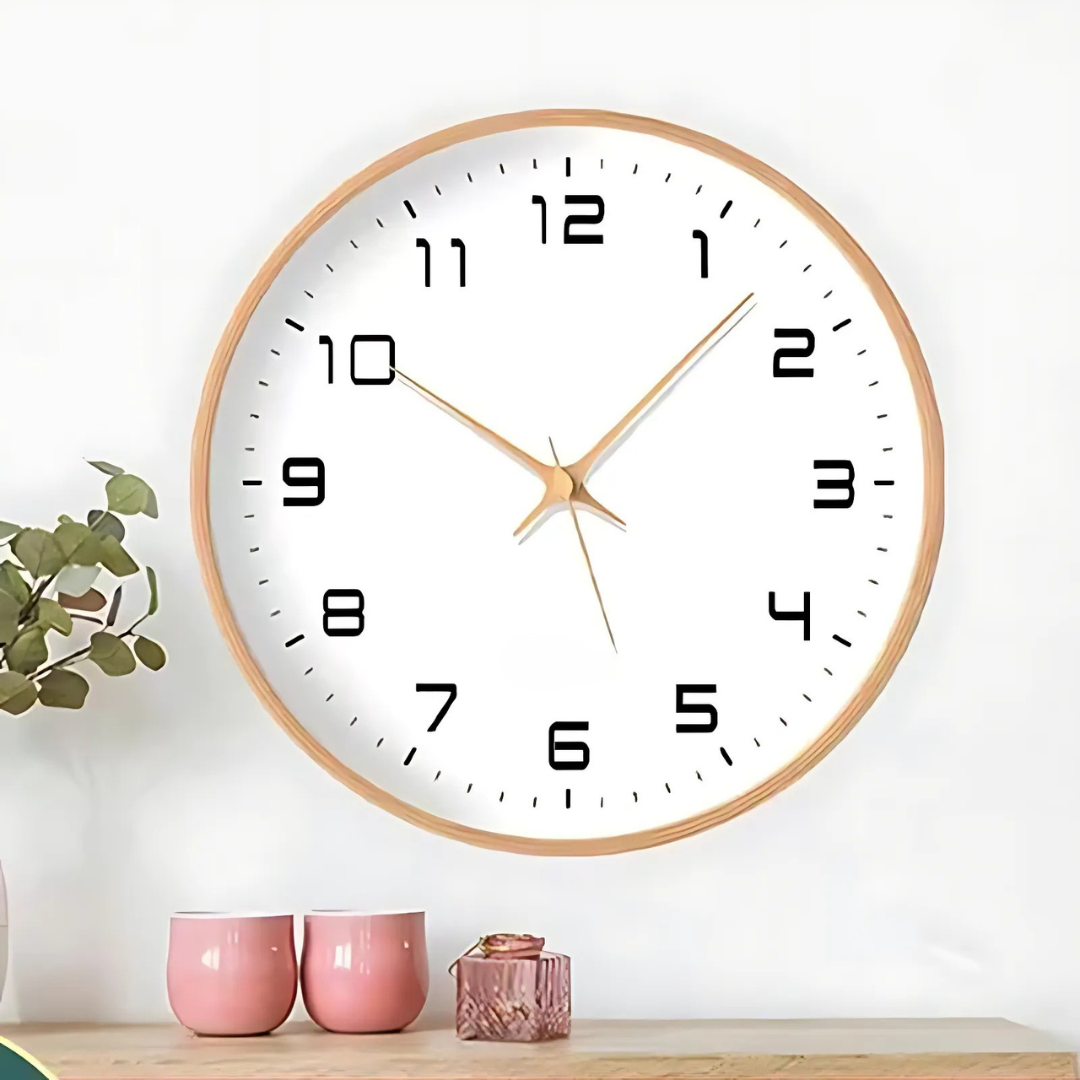 Wooden Wall Clock with Silent Quartz Movement, 25 or 30cm