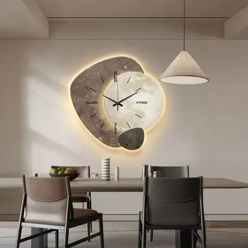 Wooden Wall Clock with LED Backlight, Silent Quartz