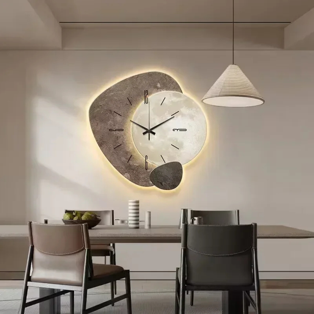 Wooden Wall Clock with LED Backlight, Silent Quartz