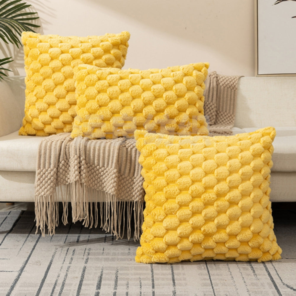 3D Textured Cushion Cover in Cotton Blend with Zip, 11 Colours