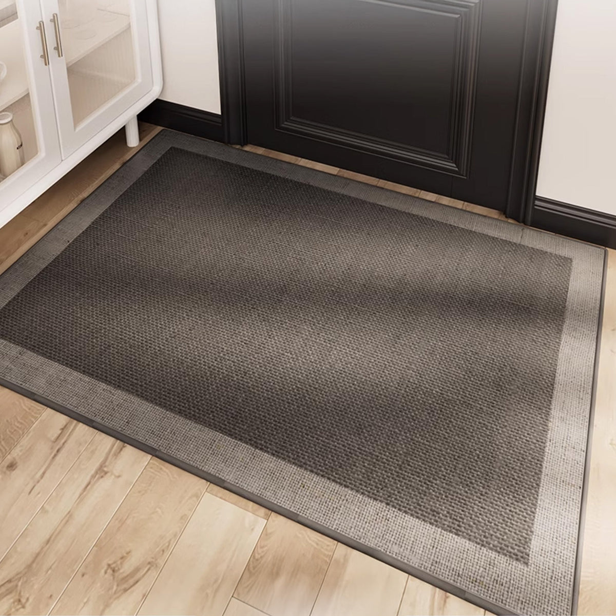 Jute Doormat with Contrast Woven Border, Non-Slip Backing