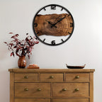 Round Carved Wood-Effect Wall Clock with Silent Movement