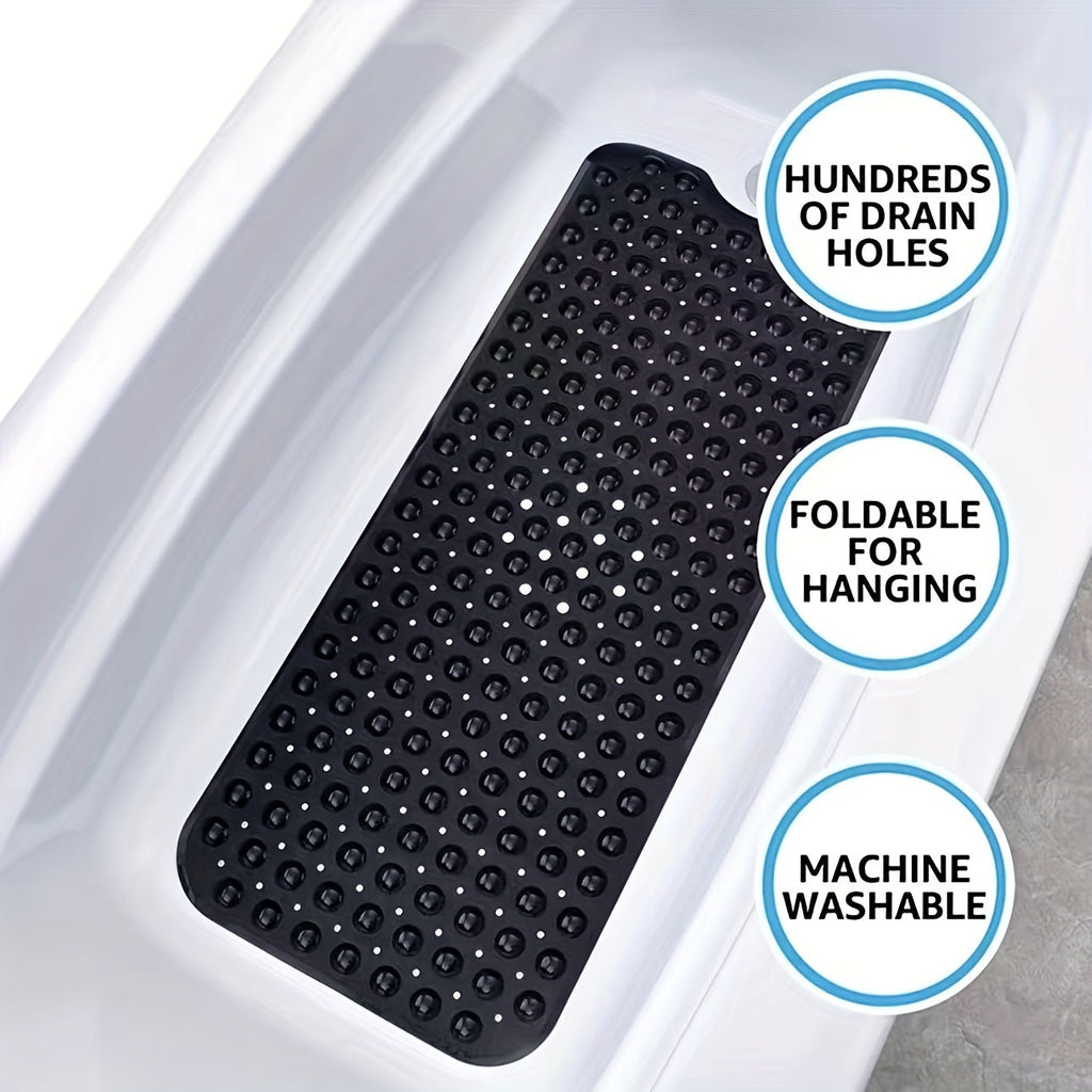 Extra-Long Non-Slip Bath Mat with Suction Cups, 101 x 40cm