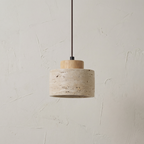 Modern Natural Stone Pendant Light with Textured Shade