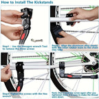 Adjustable Aluminium Bike Kickstand, Black, Universal Fit