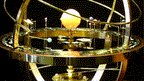 Mechanical Solar System Model with Gemstone Planets and Oak Base