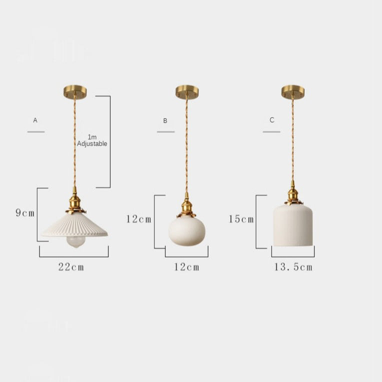 Retro Pendant Light with White Ceramic Shade, 4W LED