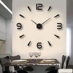 3D Acrylic Wall Clock, Self-Assembly Black Design 40-120 cm