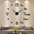 3D Acrylic Wall Clock, Self-Assembly Black Design 40-120 cm