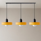 3-Light Bauhaus Pendant Light with Coloured Glass Shades, G9