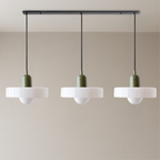 3-Light Bauhaus Pendant Light with Coloured Glass Shades, G9