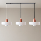 3-Light Bauhaus Pendant Light with Coloured Glass Shades, G9