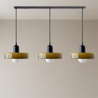 3-Light Bauhaus Pendant Light with Coloured Glass Shades, G9