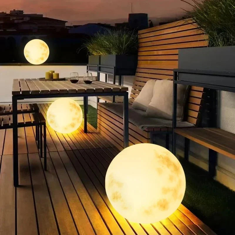 Moon Globe Outdoor Light, USB Rechargeable Warm White LED