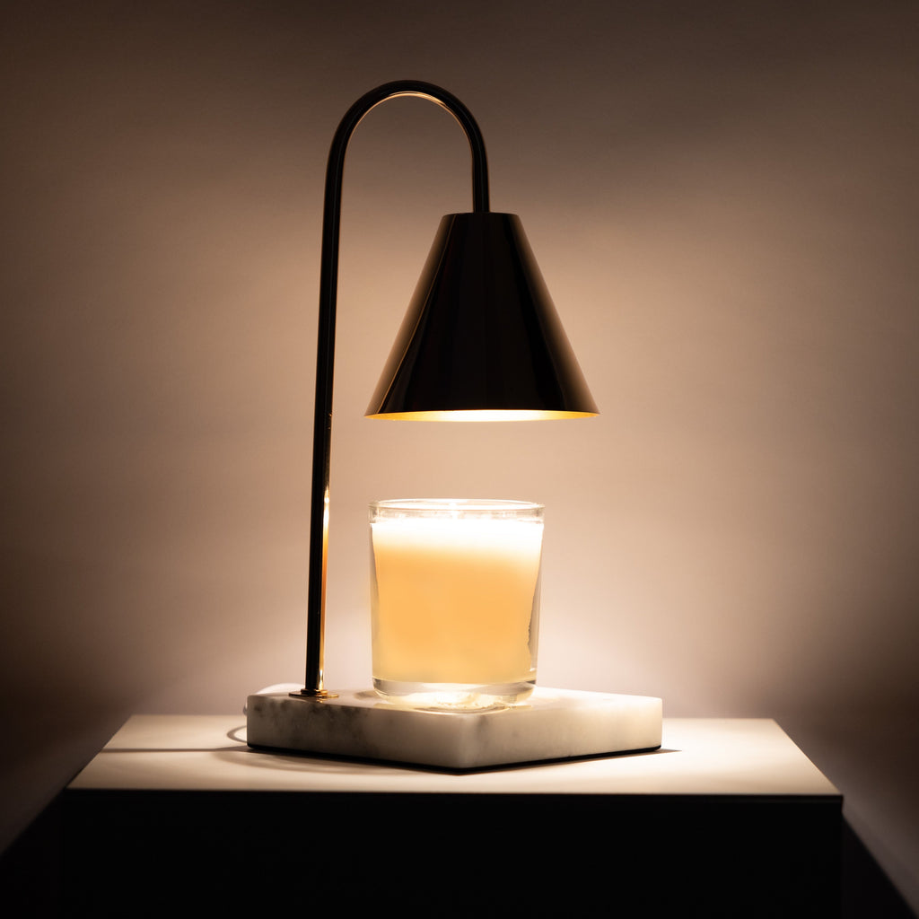 Marble-Effect Candle Warmer Lamp, Flameless Wax Melting