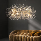 Gold Cut Glass Flower Chandelier with Adjustable Drop, E27