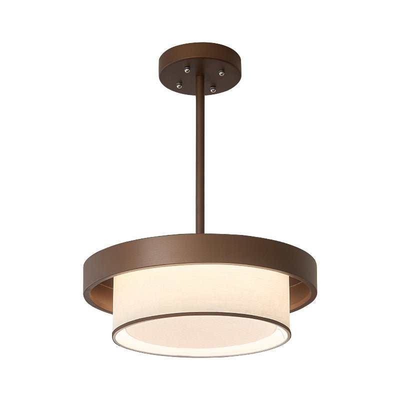 Three-Tier Fabric Ring Pendant Light, Bronze, LED