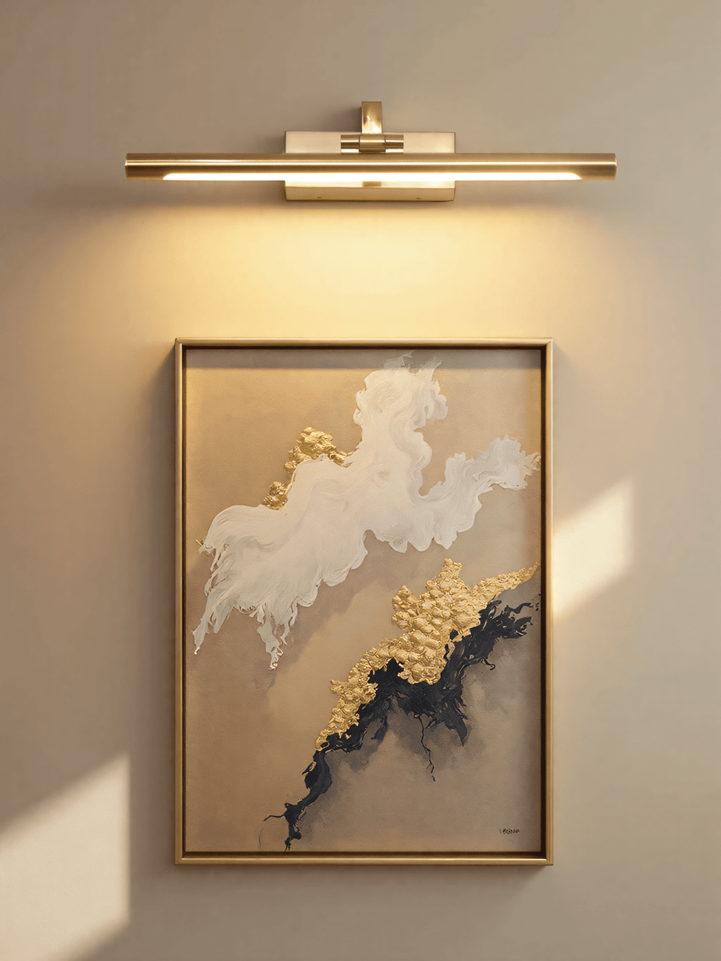 Rechargeable Picture Light in Gold with Remote and Dimmer