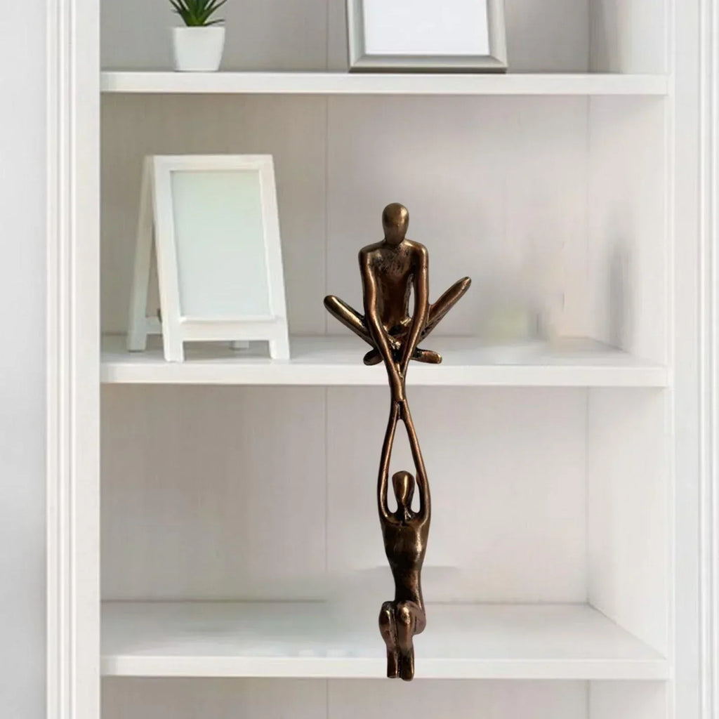 Balancing Couple Sculpture in Resin, Black or Bronze, 20.5cm