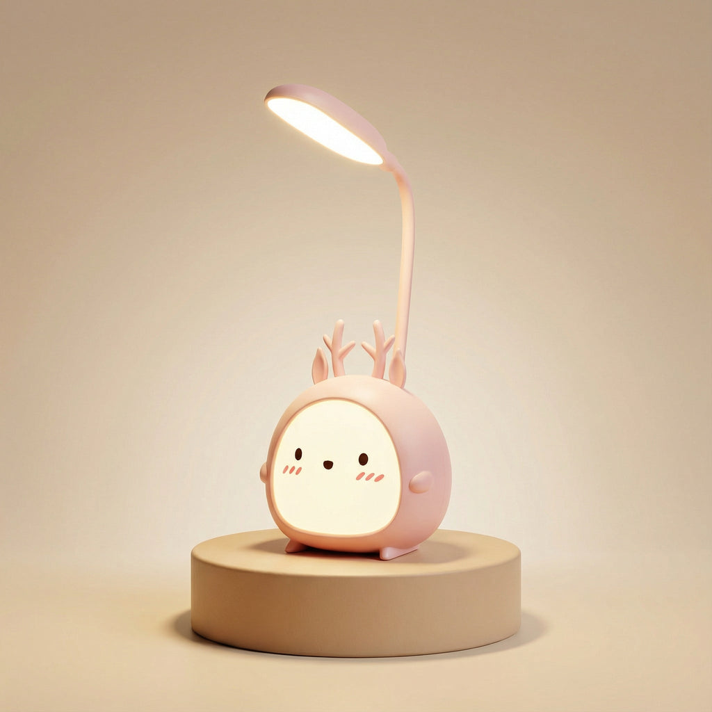 Rechargeable Kids LED Desk Lamp with Flexible Arm and Deer Motif