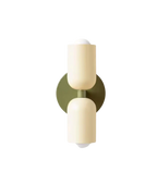 Twin Glass Shade Wall Light, E27, Six Colours, Plug-In or Wired