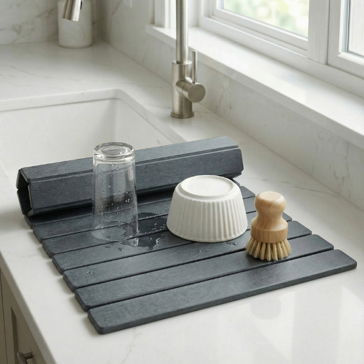 Diatomite Dish Drying Mat 40 x 30cm, Foldable and Fast-Absorbing