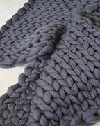 Hand-Knitted Chunky Chenille Throw Blanket