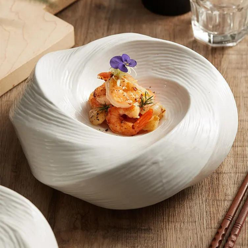 Ceramic Swirl Pattern Serving Bowl, Dishwasher Safe