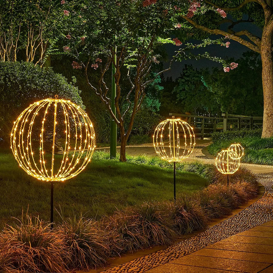 Foldable LED Metal Globe Light 30cm, Cordless, Two Modes