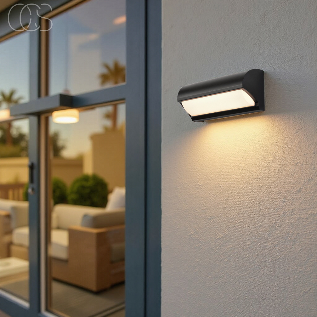 Black LED Outdoor Wall Light, IP65, 3000K, 960 Lumen