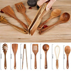 Beech Wood Kitchen Utensil Set of 7, Heat Resistant