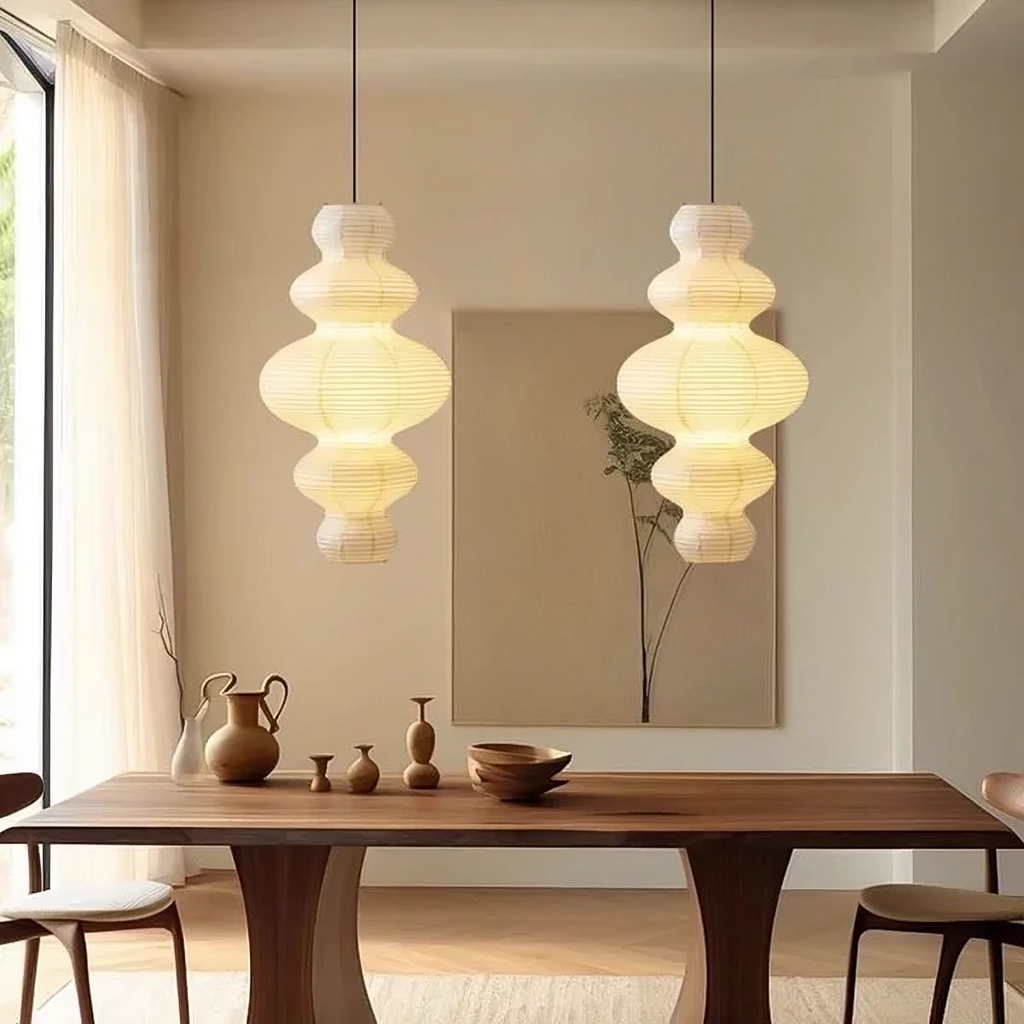 Layered Rice Paper Pendant Light, 45 cm, Japandi Style