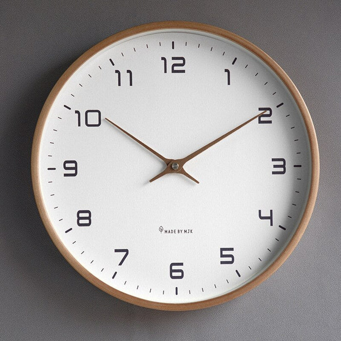 Round Wooden Wall Clock, Silent Quartz Movement, 25 or 30 cm